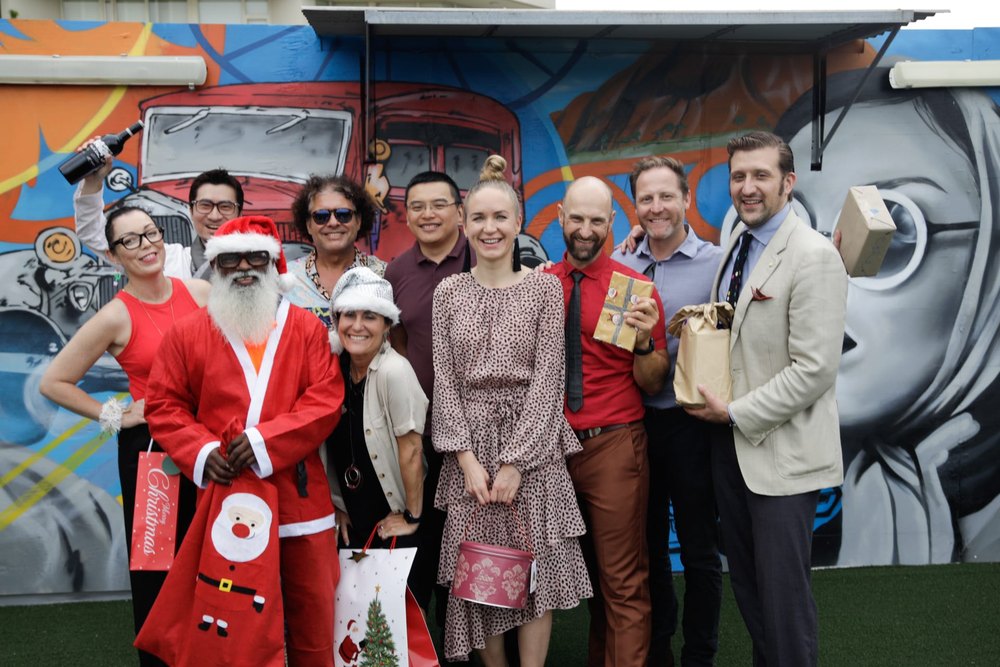 Young members and friends with Santa at the Christmas party